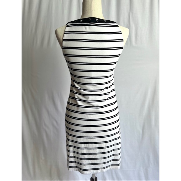 White House Black Market Sleeveless White Dress With Black Stripes - Picture 4 of 6